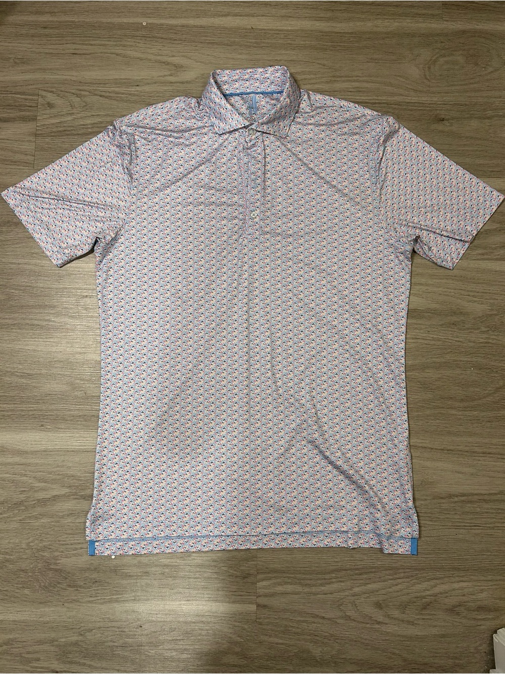 johnnie-O Light Blue Micro Print Polo